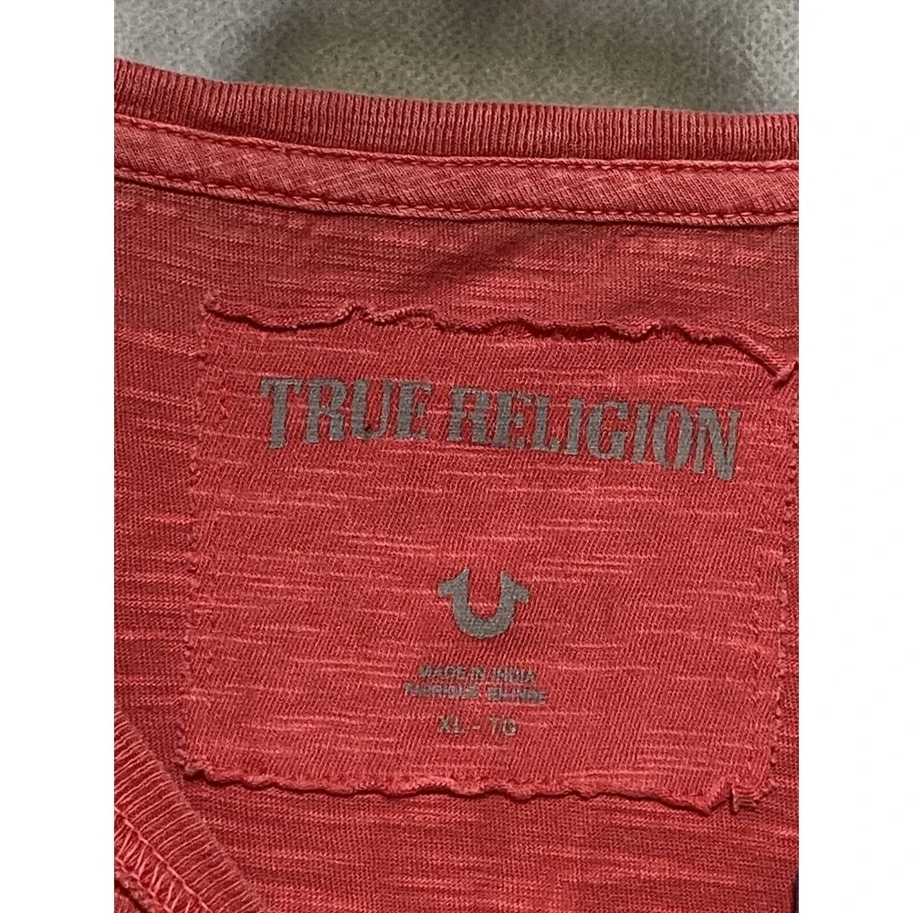 NWT VTG True Religion Shirt Men XL Red Spell Out Preppy Y2K Football Tee Hip Hop